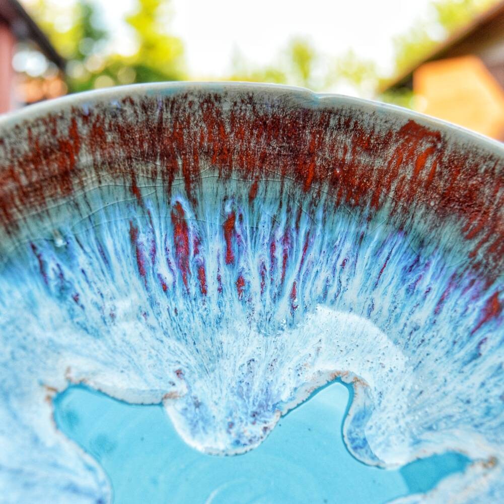 Handgemachte rot/türkise Keramik Schale Keramik Etsy