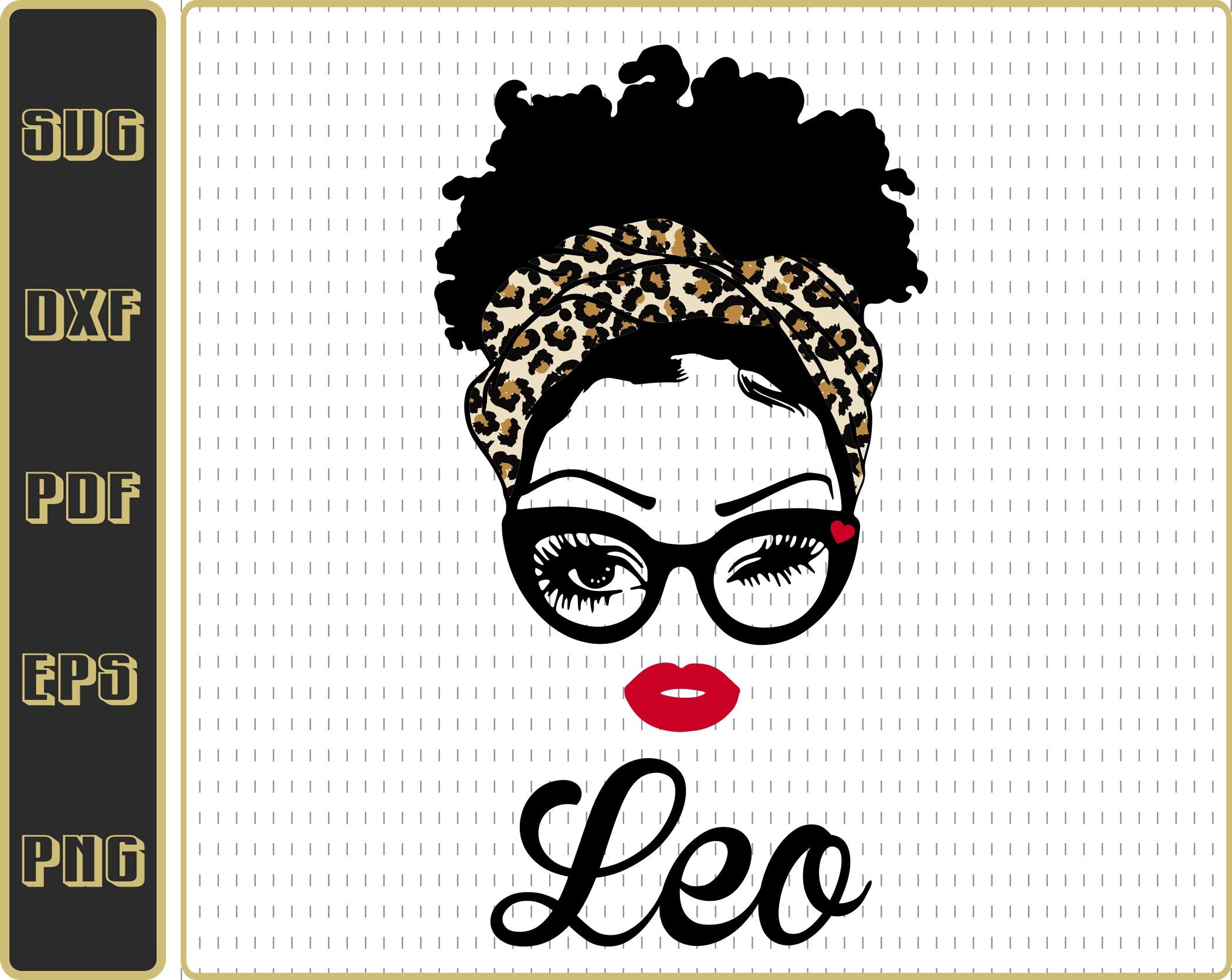 Download Leo Girl Svg Woman With Glasses SVG Girl With Bandana Svg | Etsy