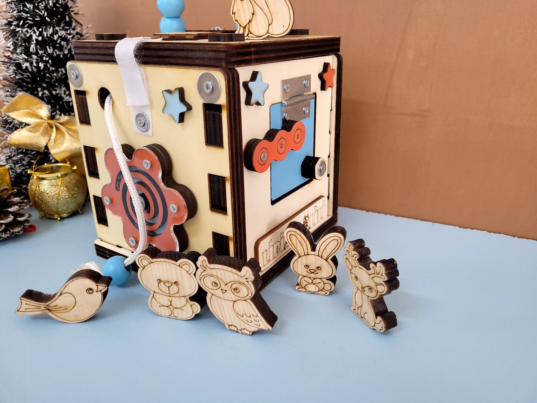 Personalized Toddler Busy Cube Wooden Toy Box Kids Toy Etsy