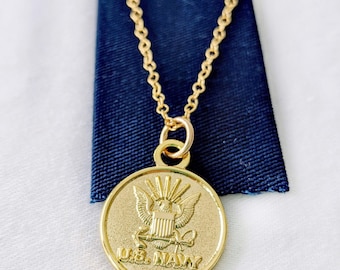 Navy Logo Pendant Necklace