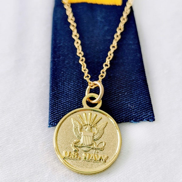 Navy Logo Pendant Necklace