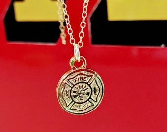 Firefighter Logo Maltese Cross Pendant Necklace