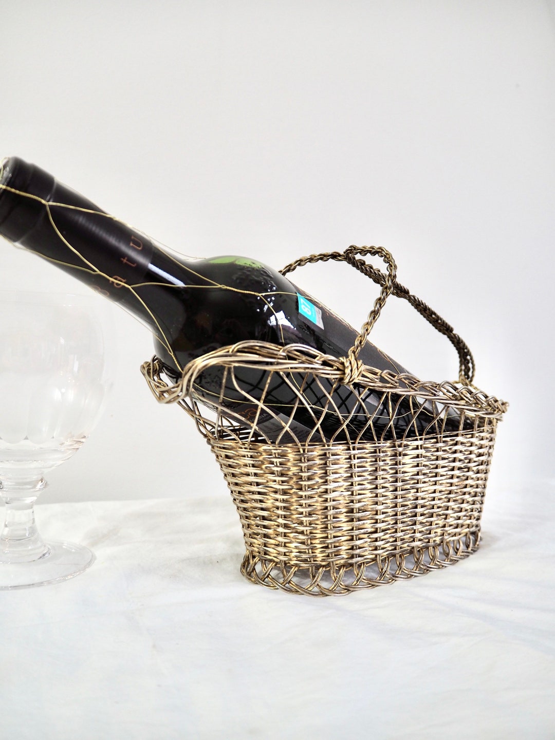 70s Retro Metal Wire Wine Carrier Bottle Holder Wine Basket Etsy