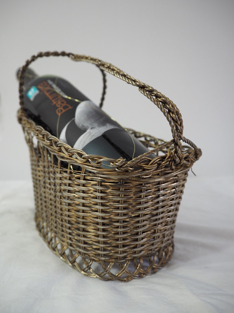 70s Retro Metal Wire Wine Carrier Bottle Holder Wine Basket Etsy