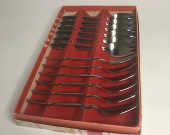 Letang Remy pastry/oyster forks, boxed set of 12, Vintage Made in France