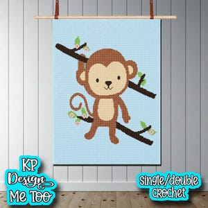 Monkey Tree Crochet Blanket Pattern – Single/Double Crochet Graphgan (Digital Download)