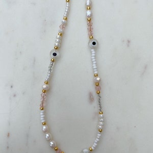 Pink Beaded Evil Eye Choker main image 1