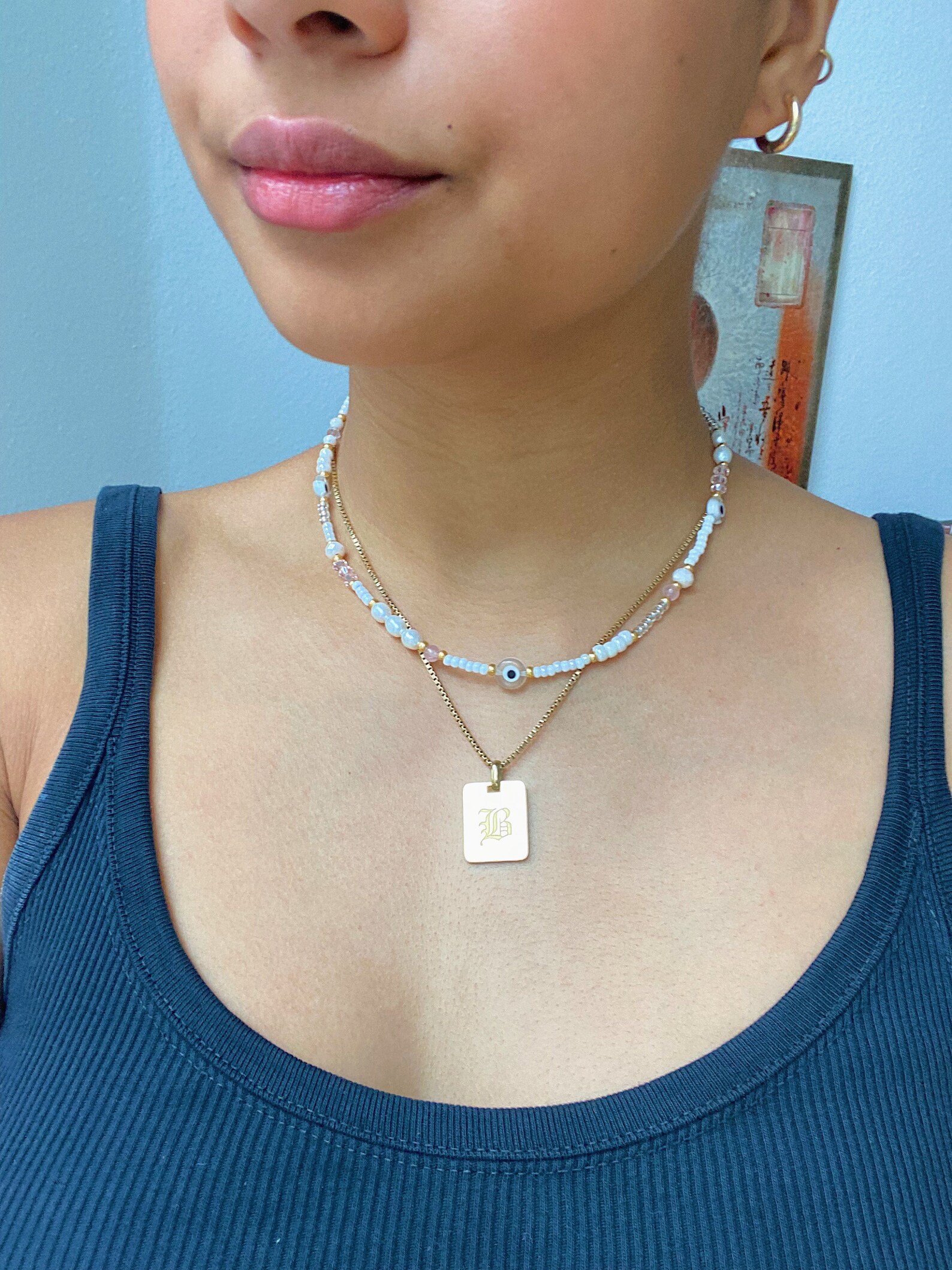 Pink and White Beaded Evil Eye Necklace Evil Eye Choker Etsy