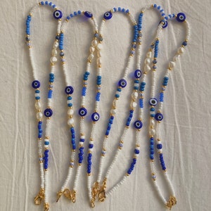 White Evil Eyes Beaded Choker