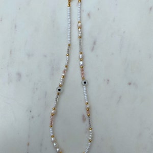 Pink Beaded Evil Eye Choker