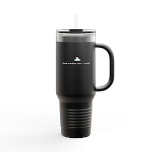 May include: Black insulated tumbler with a handle and a straw. The tumbler has a silver rim and a black lid. The text "Good weather for... a duck!" is printed on the front, along with a small duck graphic.