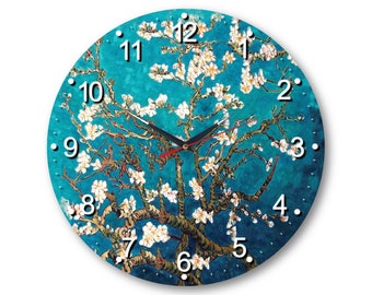 Vincent van Gogh almond  printing side paintings wall handmade  clock silent mechanism oval ovoid square round