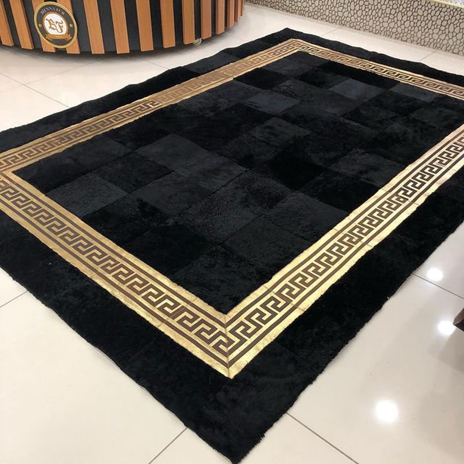 Buy Natural Large Black Fluffy Sheepskin Area Rug Online in India Etsy