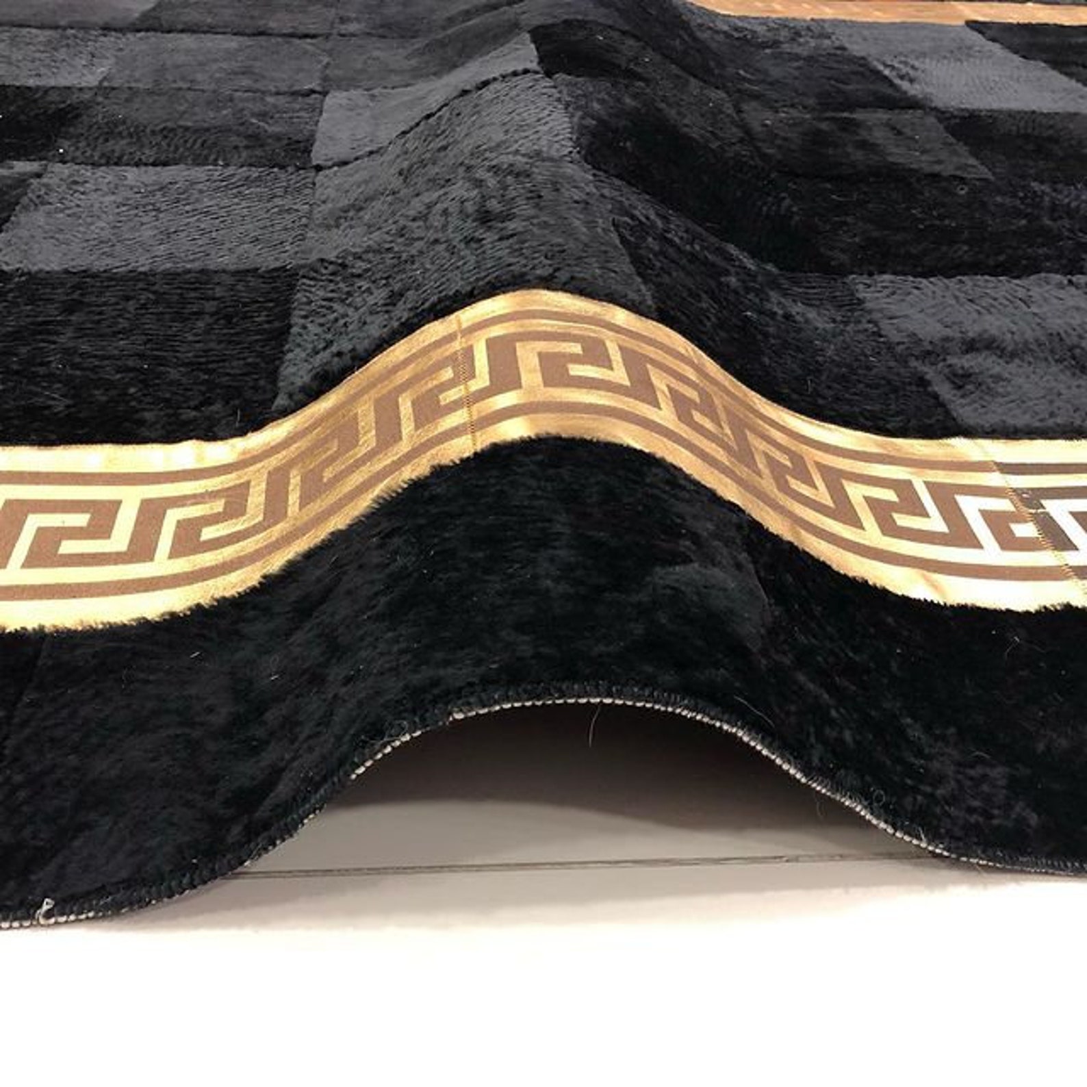 Natural Large Black Fluffy Sheepskin Area Rug Etsy