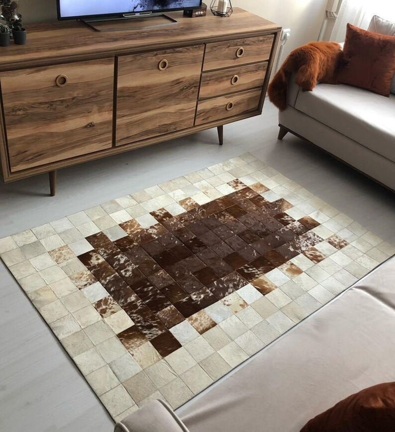 Animal Skin Patchwork Area Carpet New Cowhide Rug Leather 