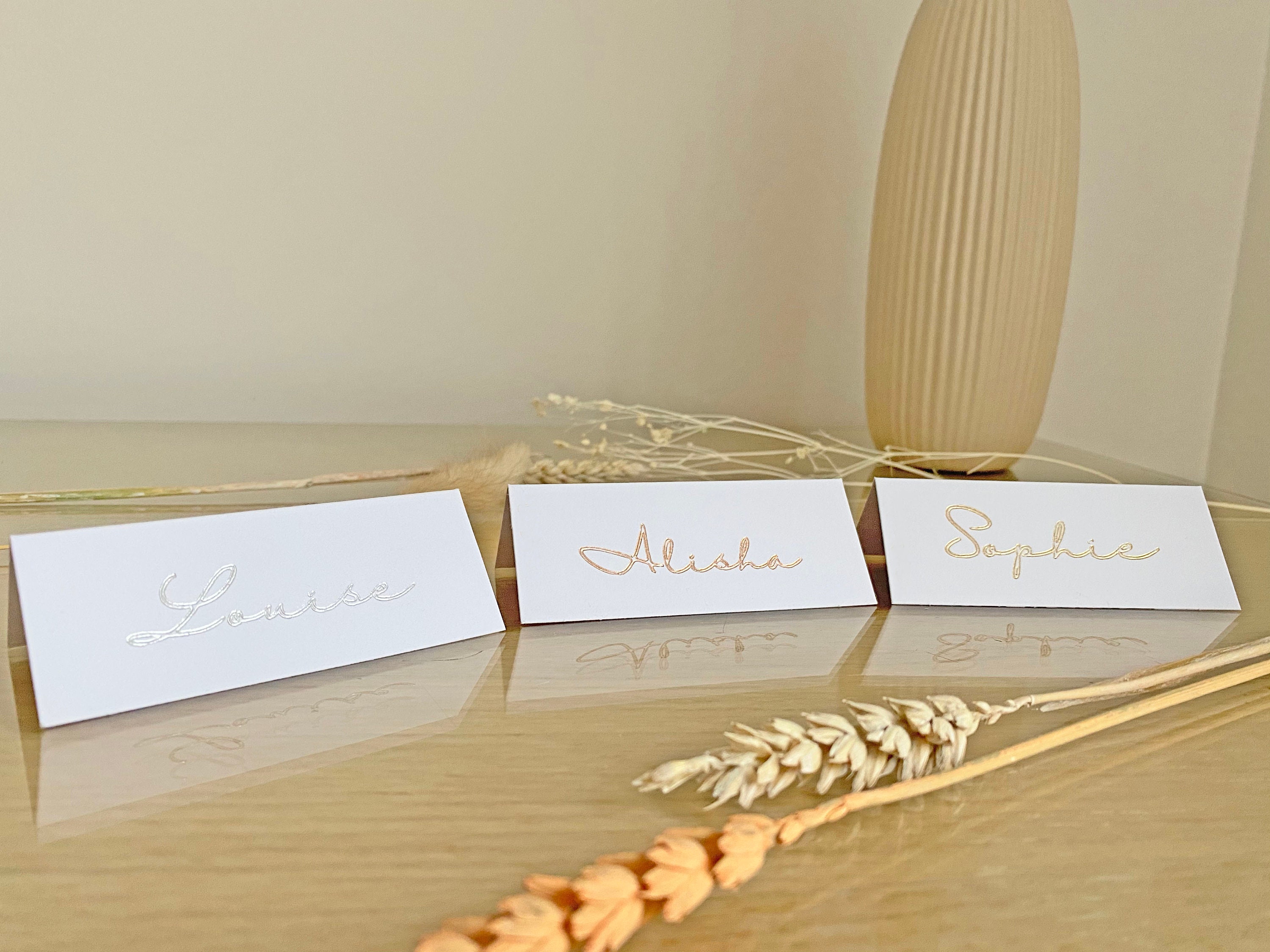 Foil Embossed Place Name Cards Table Name Cards Gold Foil Etsy
