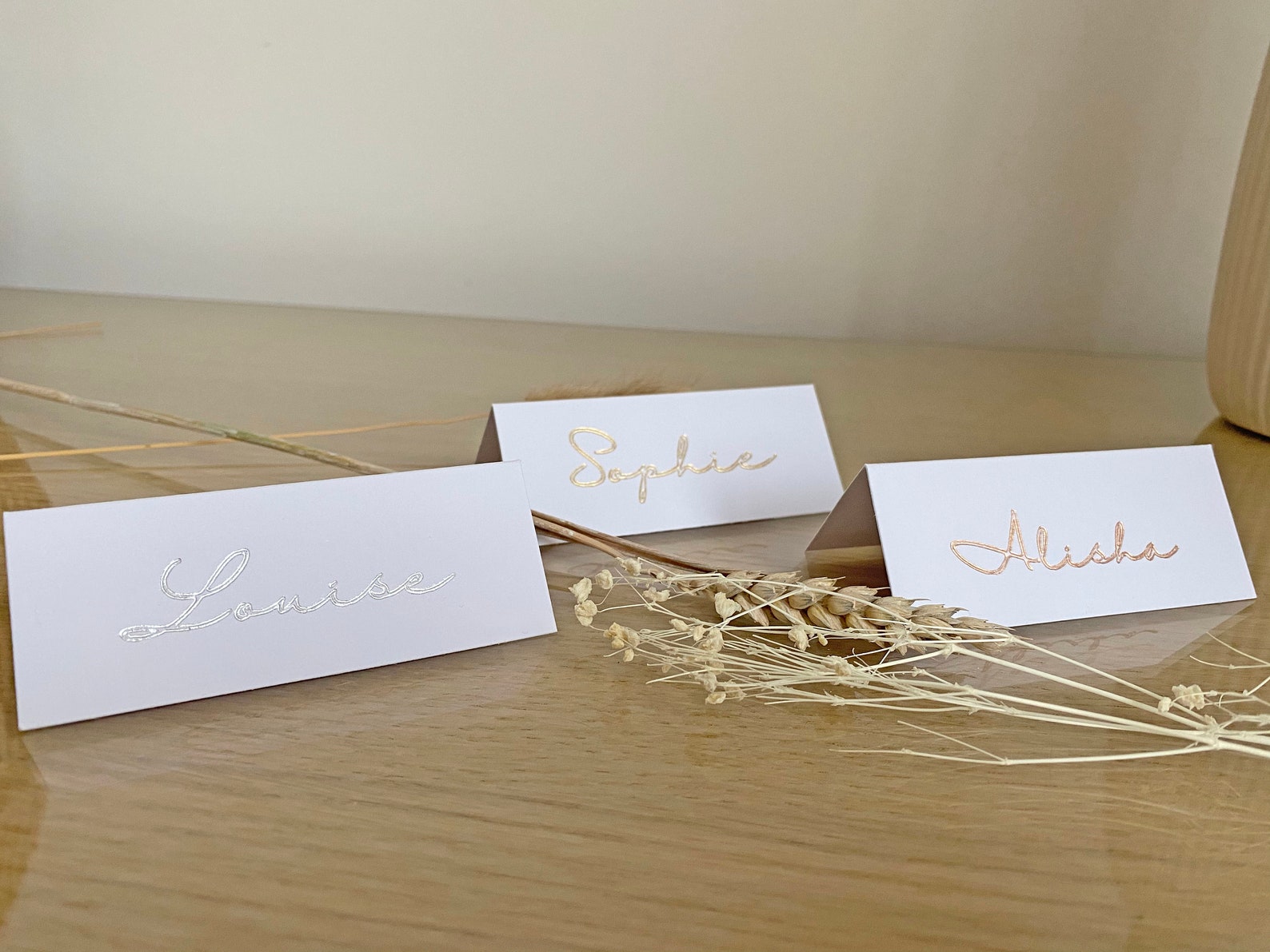 Foil Embossed Place Name Cards Table Name Cards Gold Foil Etsy