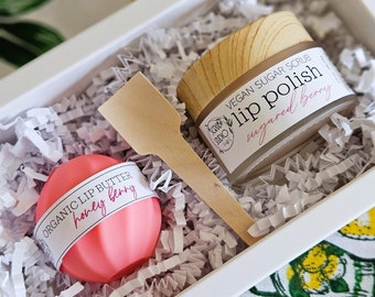 Vegan Lip Butter Sphere & Organic Lip Scrub Set | Sugared Berry