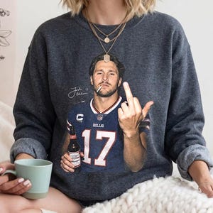 Josh Allen shirt, Funny Josh Allen Shirt, Football shirt, Vintage Football Game Day Crewneck, Josh Allen comfort colors shirt image 4