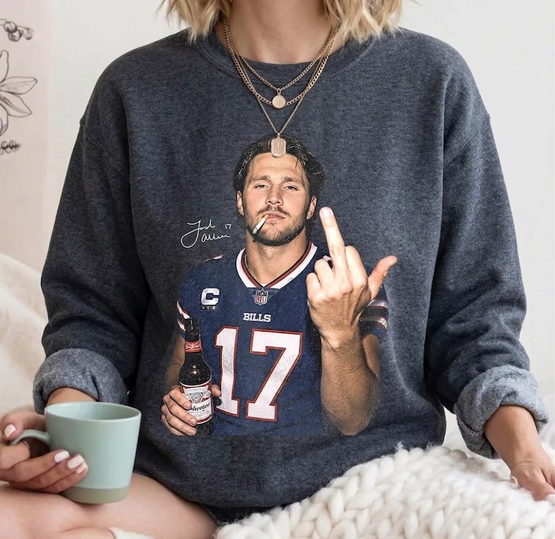 Josh Allen shirt, Funny Josh Allen Shirt, Football shirt, Vintage Football Game Day Crewneck, Josh Allen comfort colors shirt image 4