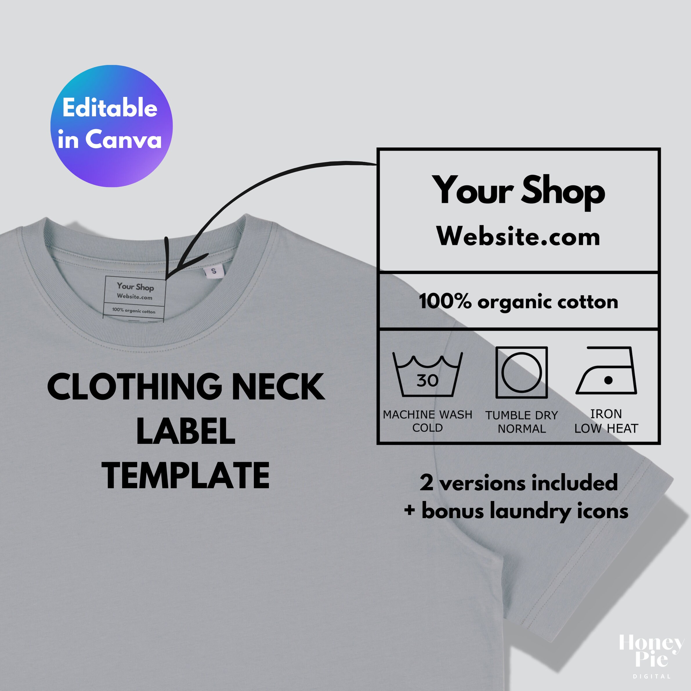 Editable Clothing Tag Template Tshirt Neck Label Tag Etsy UK