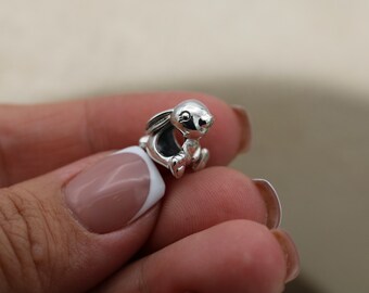 Silver Bunny Charm | Etsy