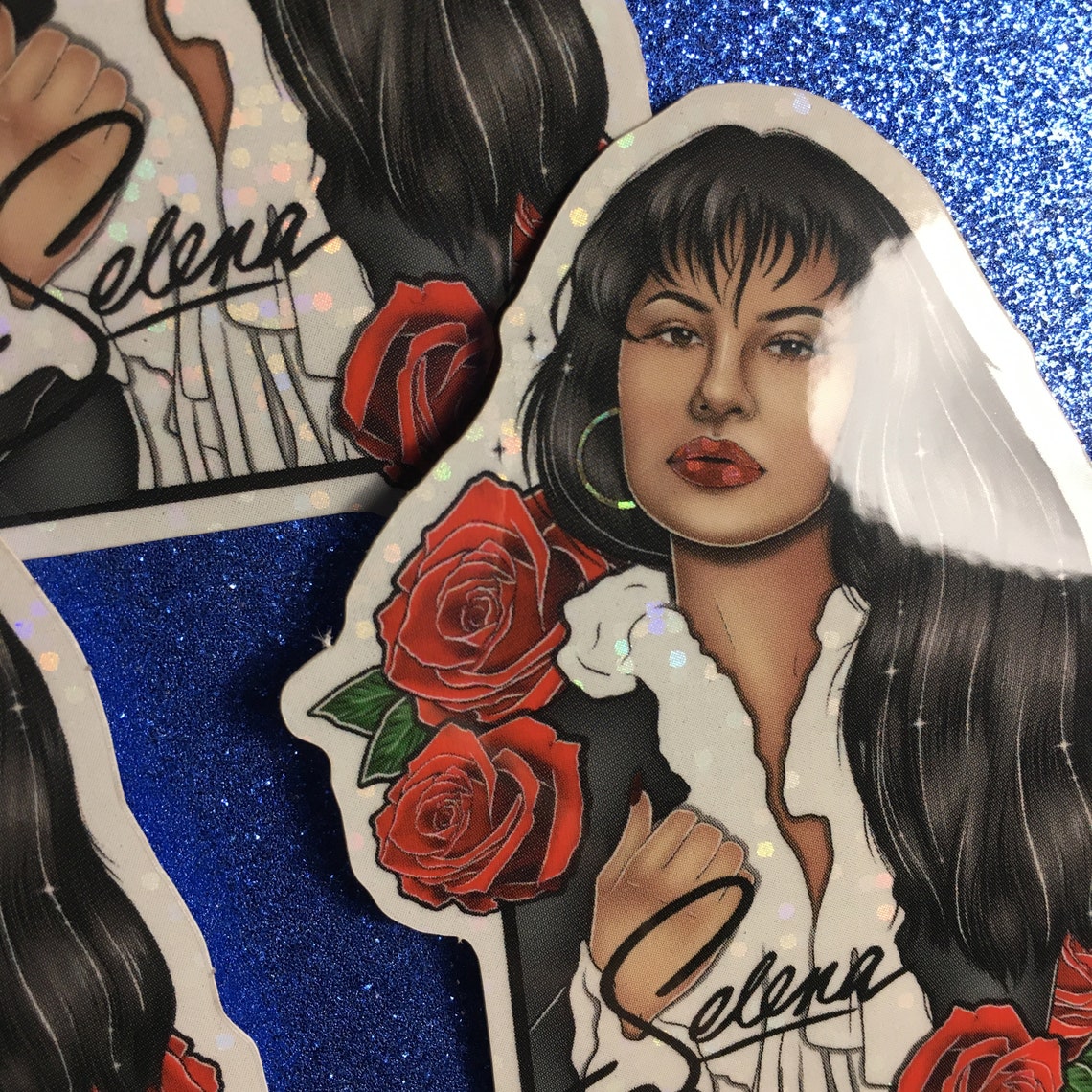 Selena Quintanilla Round Glossy Sticker Glitter Weatherproof Etsy Uk