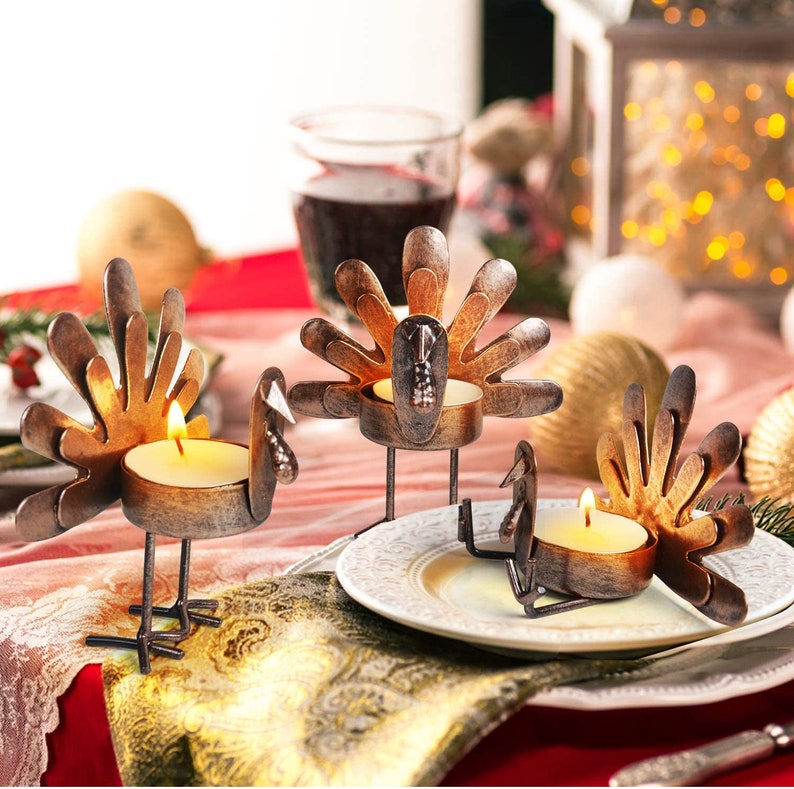Set of 6 Turkey Tea Light Candle Holders Thanksgiving | Etsy
