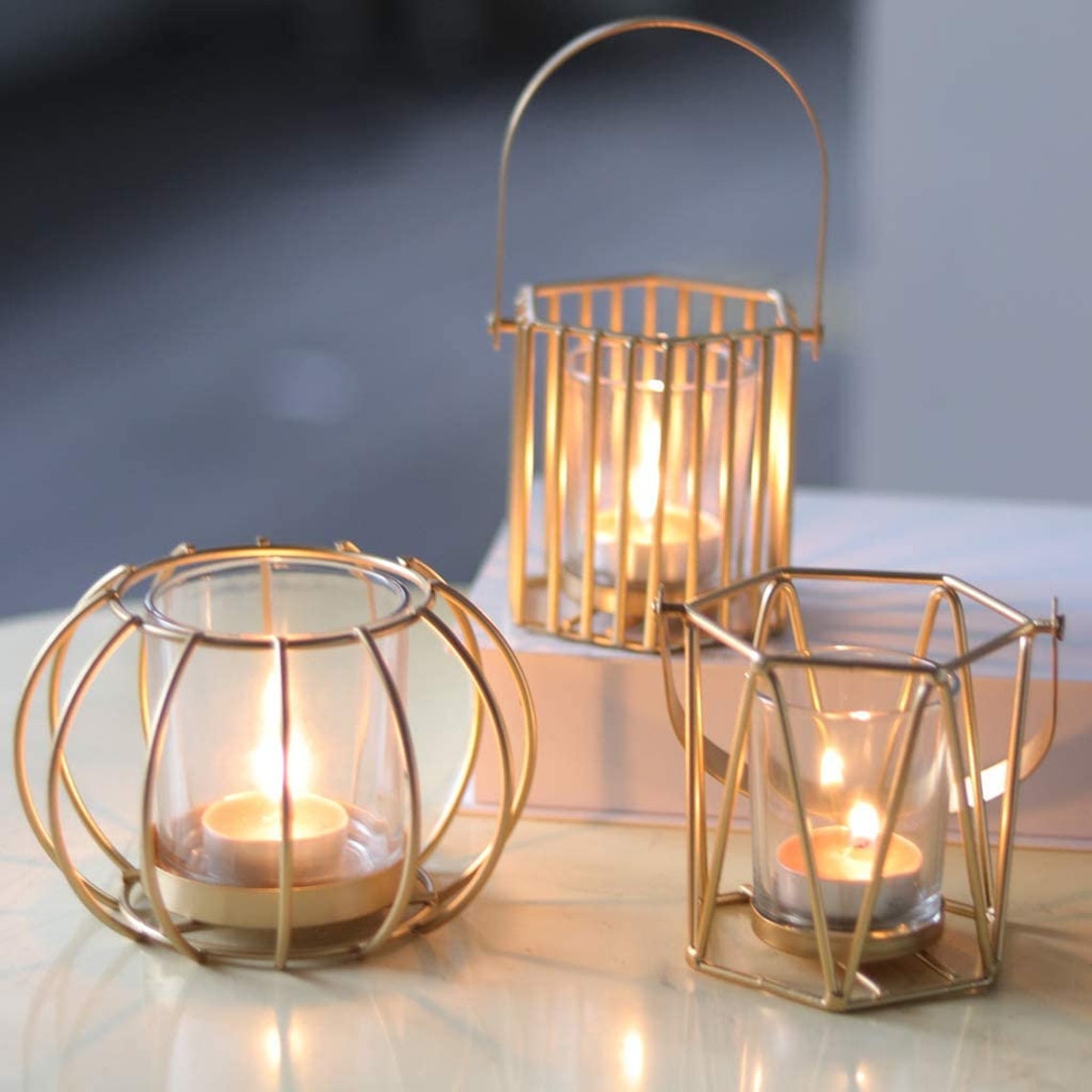 Metal Candle Holder with Glass Shade Candle Holder Pillar and Etsy