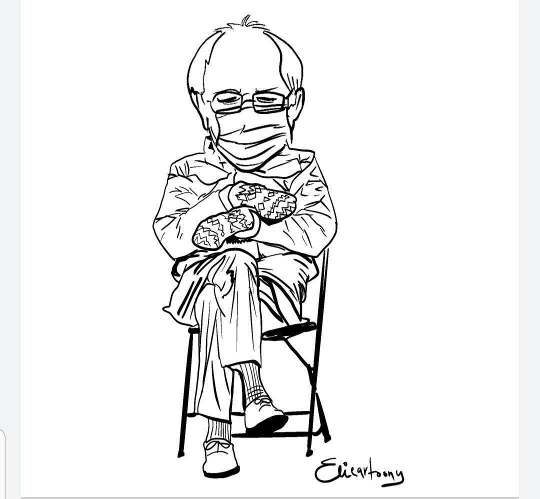 Download File Bernie Sanders Mittens for Coloring - Etsy