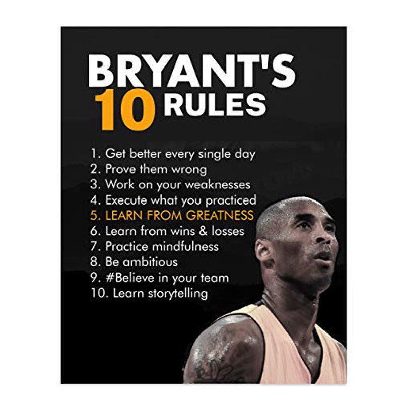 Kobe Bryant QuotesBryant's Ten Rules 8 x | Etsy