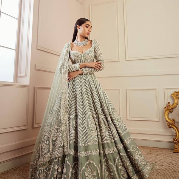 Ontwerper lehenga choli voor dames feestkleding Bollywood lengha sari, Indiase trouwkleding bedrukt op maat gestikte lehenga met dupatta, jurken