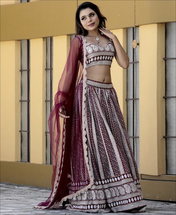 Designer Lehenga Choli for Women Party Wear Bollywood Lengha Sari,indian  Wedding Wear Embroidered Stitched Lehenga Choli With Dupatta 