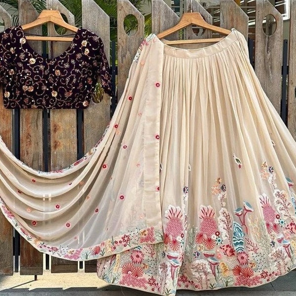 Lehenga choli pour femmes party wear Bollywood lahengas, vêtements de mariage indiens Broderie taille personnalisée demoiselles d’honneur Robes de créateurs, ghagra de mariée