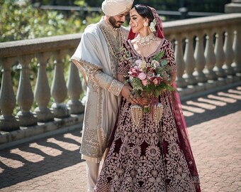 Granate Sabyasachi Diseñador Lehenga Choli con alto bordado Trabajo de codificación Boda lehenga choli fiesta desgaste lehenga choli Mujeres indias