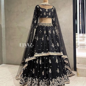 Indian Designer Black Lehenga Choli With Embroidery Work Wedding ...