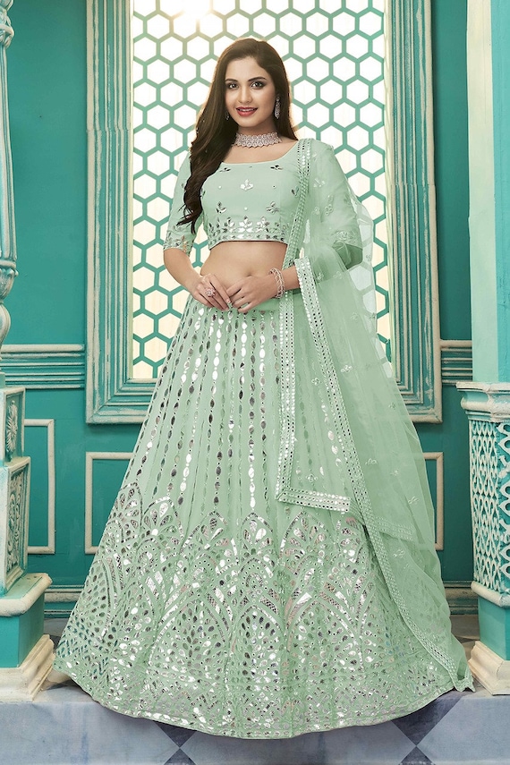 Designer Pista Lehenga Choli Indian Party Wear Lengha Choli Designer Bollywood Trending Lahanga Choli Wedding Engagement Reception Lengha