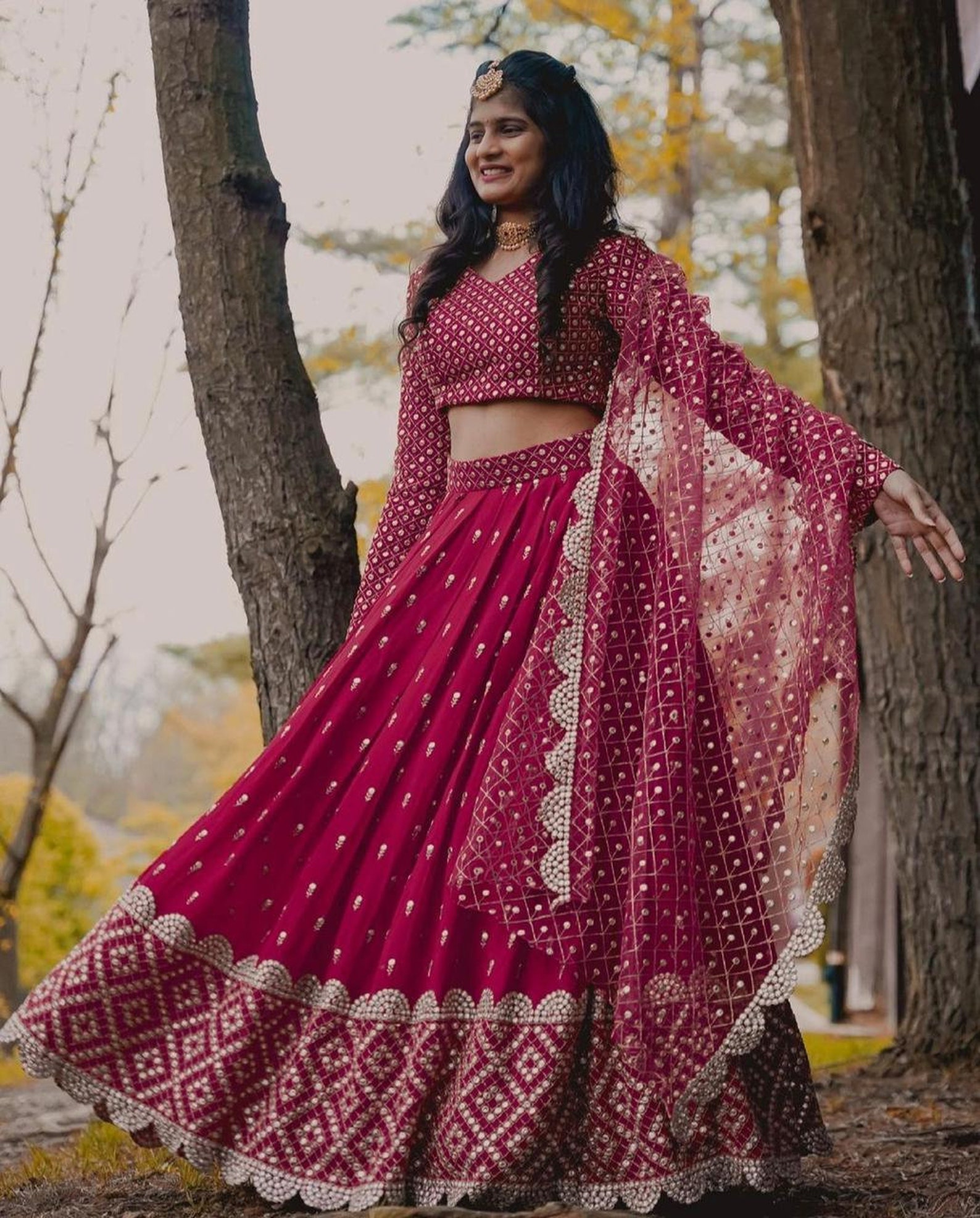 rust lehenga