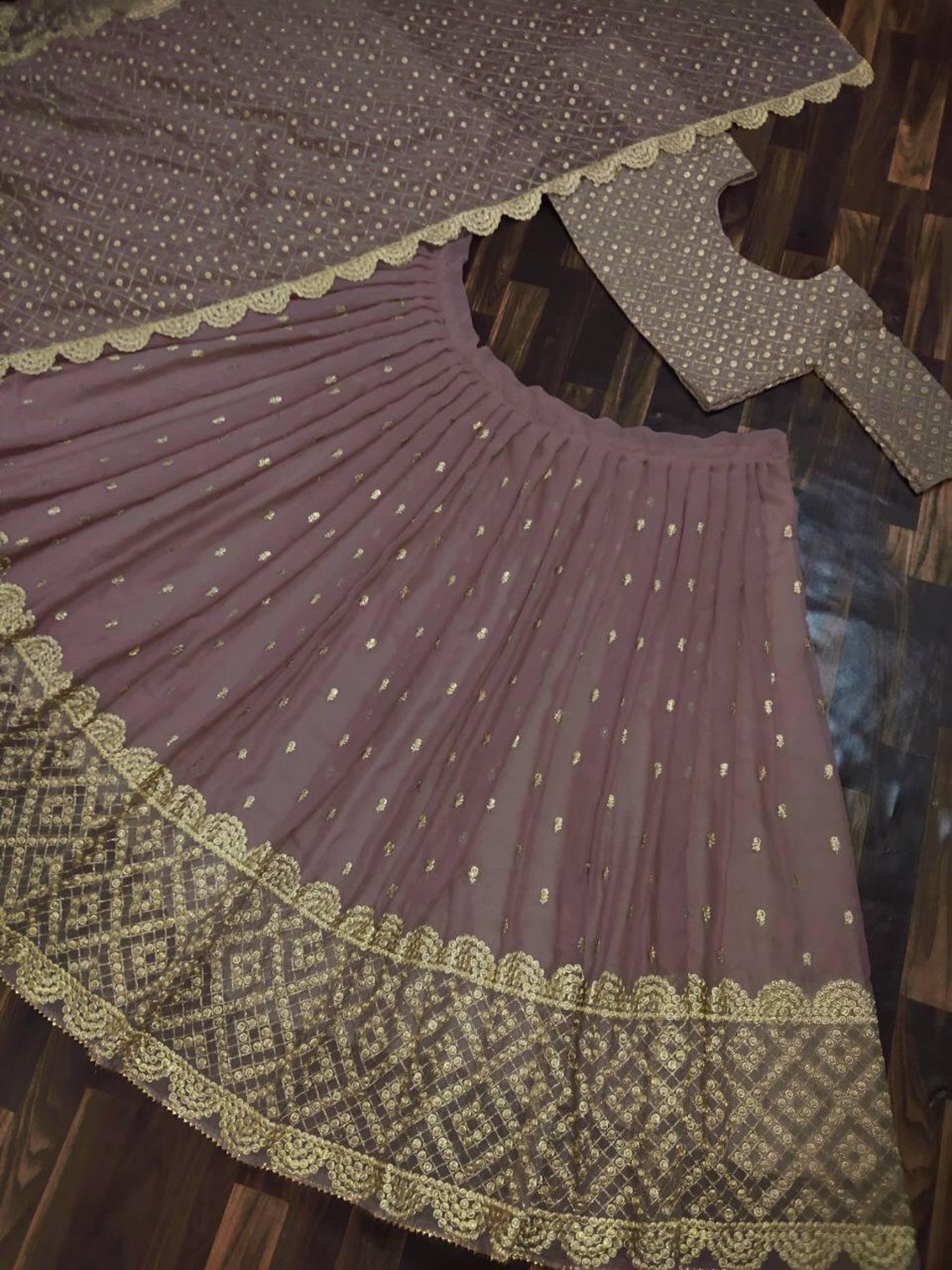 rust lehenga