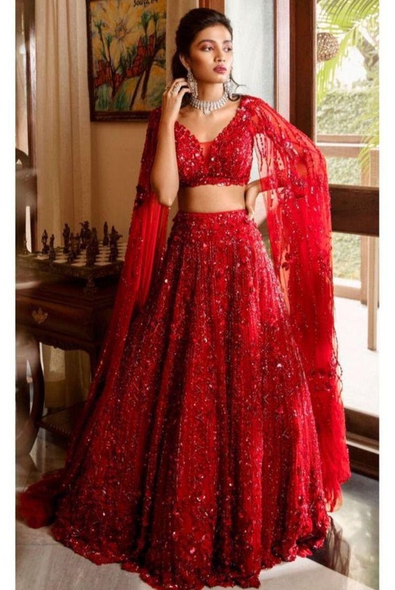 Indian Designer Wedding Bollywood Lengha Festival Women Wear Dress Lehenga Choli 