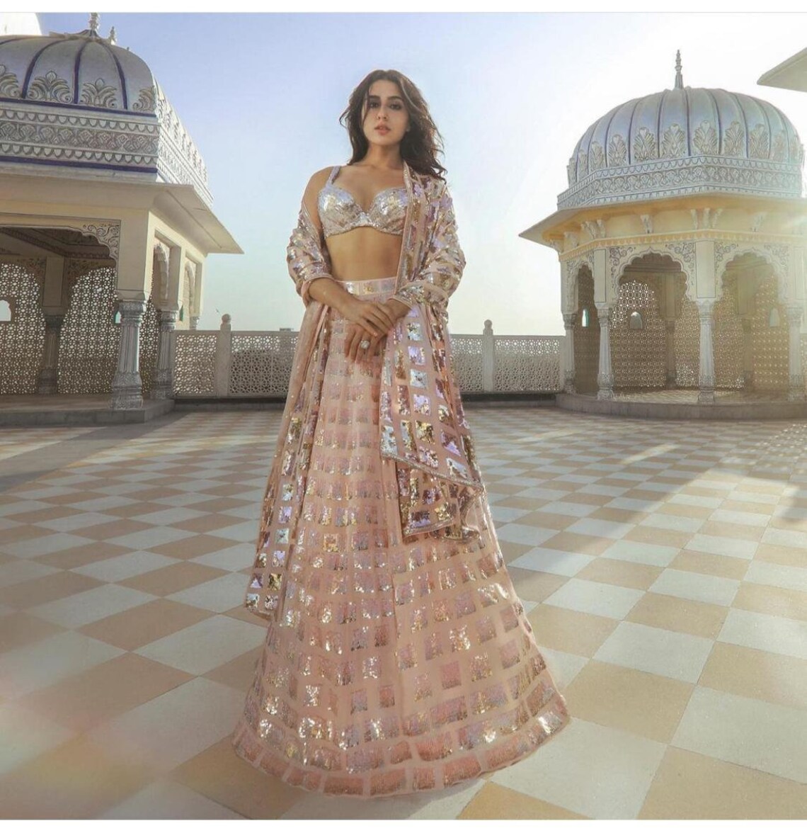 rust lehenga