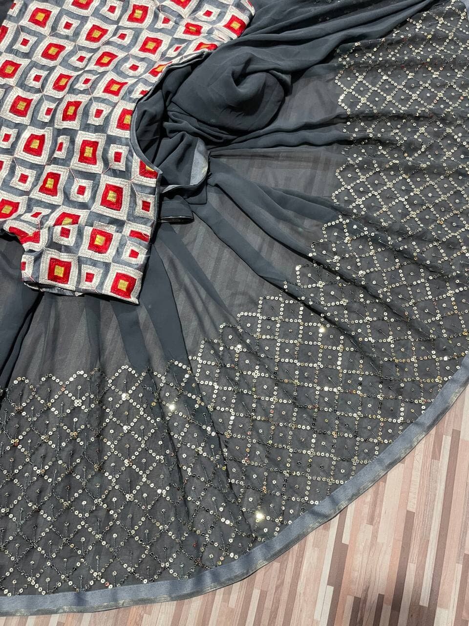 Katrina Kaif Gray Color Saree With Unstitched Blousedesigner | Etsy