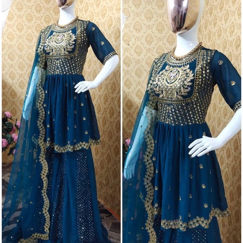 Designer Georgette With Embroidery Sequences Work Kurti for - Etsy