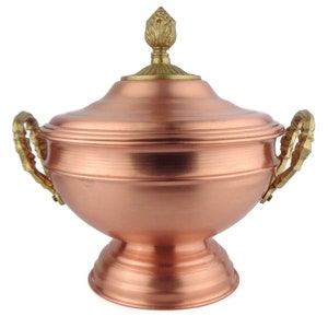 Antique Copper Bowl With Lid, Copper Serving Bowll