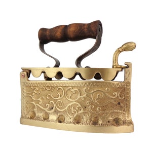 Antique French Brass Iron, French Brass Clothes Iron, Circa 1930&#39;s