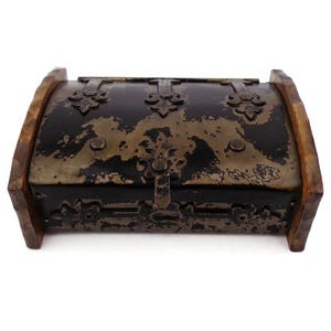 Vintage Storage Box With Metal Decoration, Handmade Wooden Storage Box
