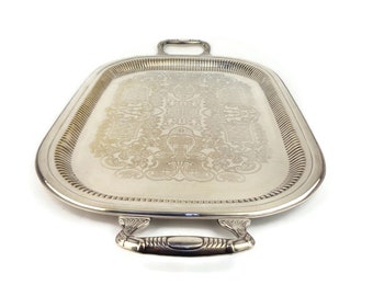 Antique Silver Plated Tray, Silver Plated Dining Tray, Large Silver Plated Tray