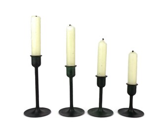 Antique Brass Candle Holder Set of 4, Vintage Brass Candlesticks