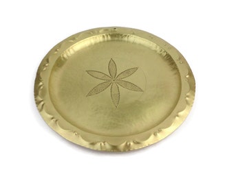 Antique Engraved Brass Tray, Handmade Brass Tray, Wall Hanging Brass Tray