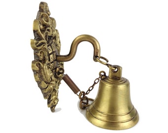 Antique Brass Door Knocker, Vintage Brass Door Bell